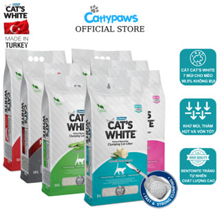 Cát Vê Sinh Cho Mèo Cat’s White Đủ Mùi Hương Khử Mùi Tốt Túi 8,5Kg - Cát Đất Sét SIêu Vón Thổ Nhĩ Kỳ