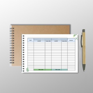 Sổ ghi thu chi cá nhân A4 - Gáy lò so - Bìa giấy kraft nâu - 100 trang - in 2 mặt