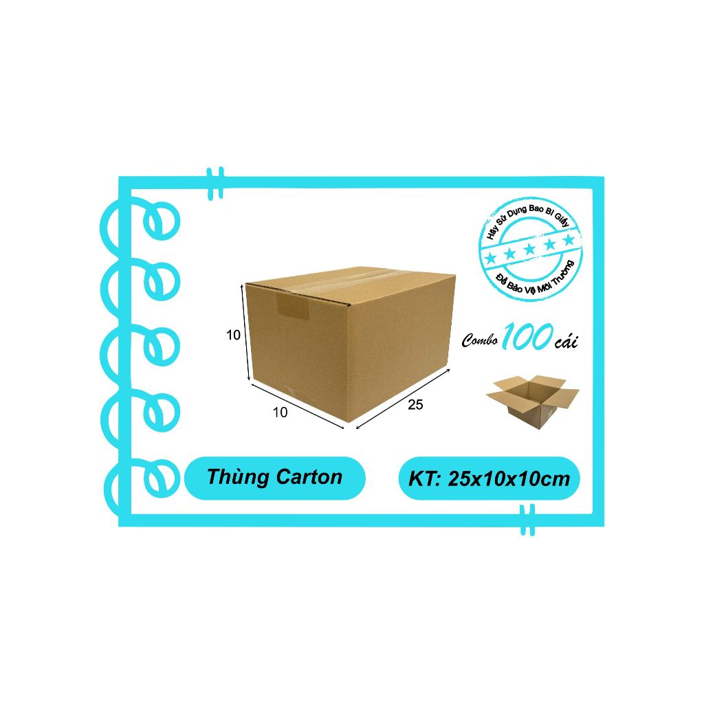 Combo 100 Thùng Carton Size 25x10x10 cm