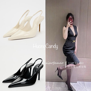 Giày Zr Slingback trơn mũi nhọn (9cm)