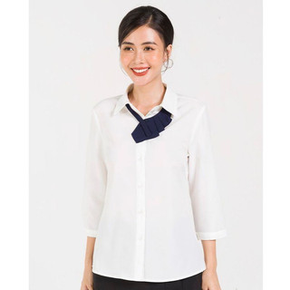 Áo Sơ Mi LAMER Trắng Tay Lỡ Phối Nơ Cổ Tháo Rời L61H20Q026