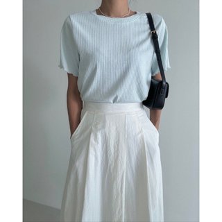 [ogniM Seoul] Áo thun cổ tròn đục lỗ (made in Korea)