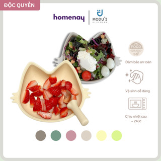 Bát ăn dặm silicone mèo MOA có đế hít Bluemama 523g