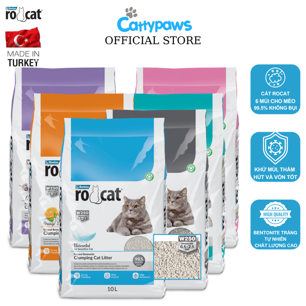 Cát Mèo Rocat Đủ Mùi Hương Khử Mùi Tốt Túi 10L - Cát Đất Sét Cho Mèo SIêu Vón