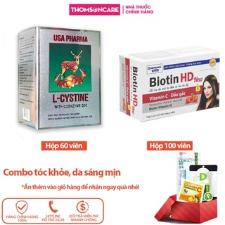 Combo ngăn ngừa rụng tóc, kích thích mọc tóc, đẹp da Lcystine và Biotin HD New Vitamin H, ly cystine, l lysine, L cistin