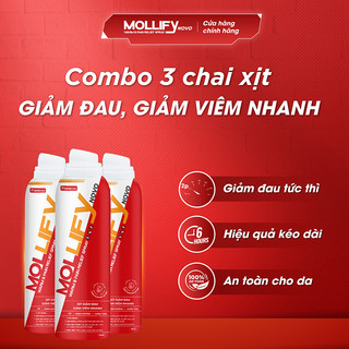Combo 3 Xịt Mollifynovo Warm & Pain Relief Giảm Đau Xương Khớp, Massage Lưng, Massage Cổ Vai Gáy