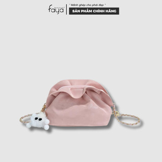 Faya - Túi xách T2142 da mềm xếp ly độc đáo phối charm