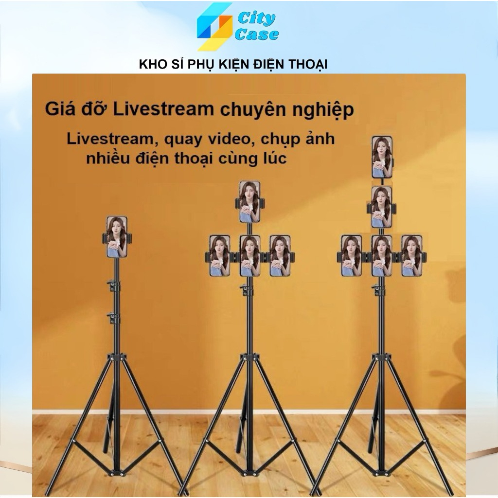 Giá Đỡ CITYCASE Kẹp Nhiều Điện Thoại Livestream, Quay Phim, Chụp Ảnh Chuyên Nghiệp Cùng Lúc, Đầu Kẹp