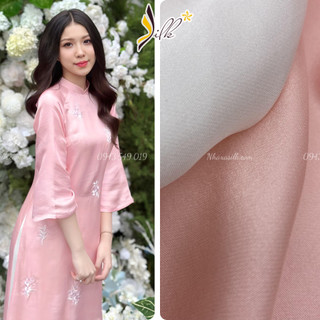 Lụa may áo dài - silk – satin màu hồng phấn – st06 kr