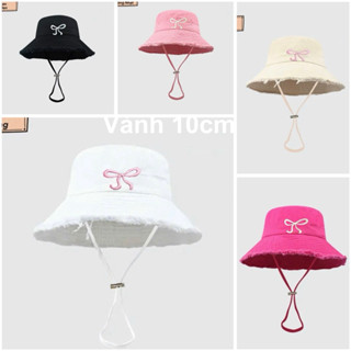 Mũ vành tua du lịch cực xinh - ( nón bo bucket thêu nơ kiểu dán hàn quốc thời trang nữ )