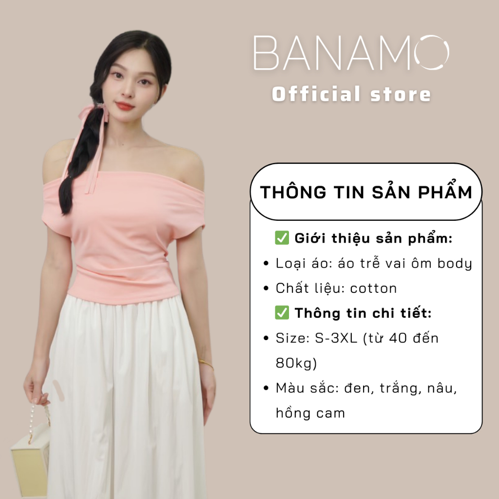 Áo thun nữ BIGSIZE Banamo Fashion áo trễ vai cộc tay chất liệu cotton co giãn ôm body 3008 | BigBuy360 - bigbuy360.vn