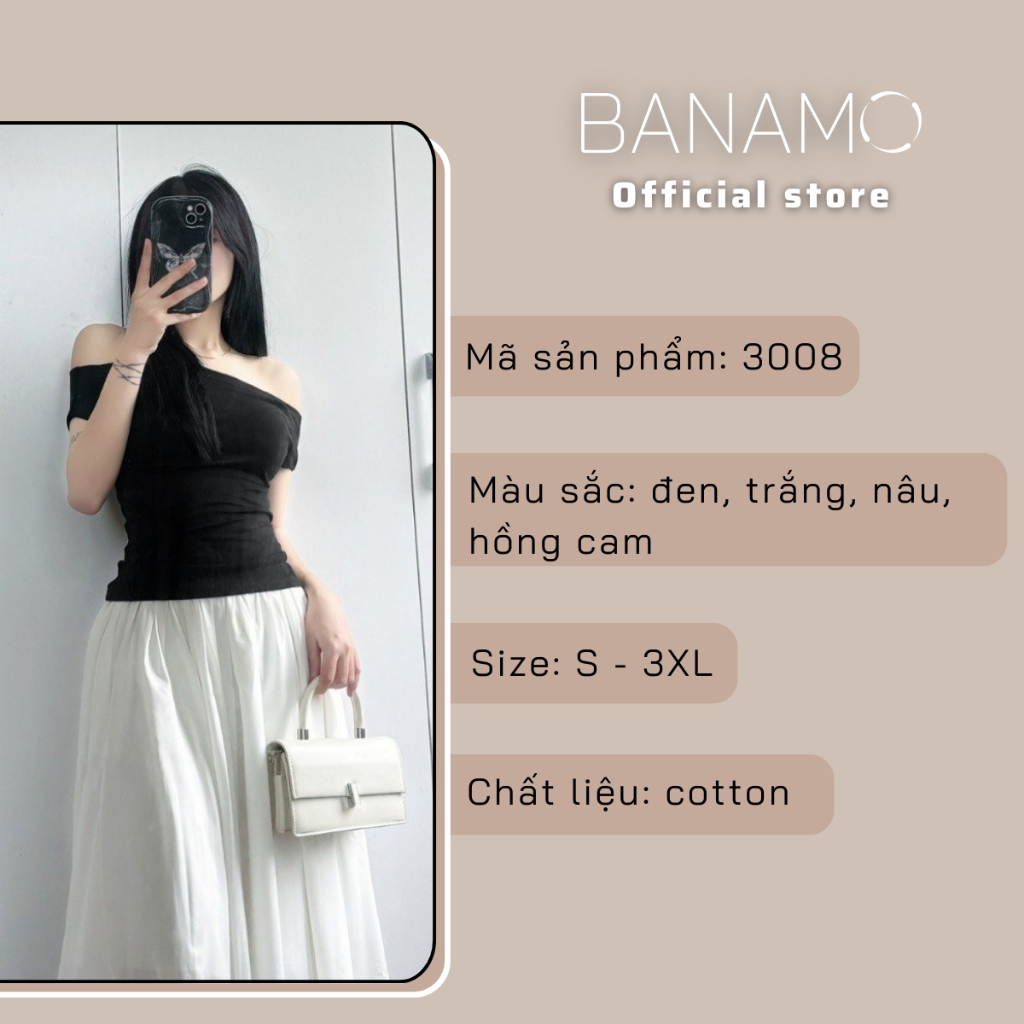 Áo thun nữ BIGSIZE Banamo Fashion áo trễ vai cộc tay chất liệu cotton co giãn ôm body 3008 | BigBuy360 - bigbuy360.vn