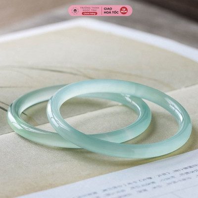 Vòng Mã Não Xanh Ngọc Bản Tròn Có Khởi Quang Xinh Xắn, Tinh Tế, Thời Trang - Ngọc Trai Trường Thịnh