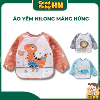 Áo yếm ăn dặm dài tay có máng hứng cho bé tập ăn dặm Áo yếm ăn dặm BLW cao cấp