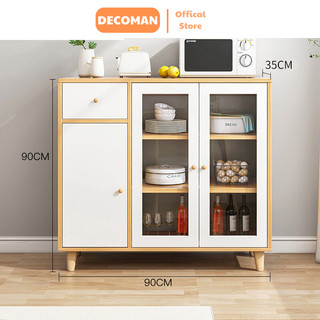 Tủ kệ để đồ nhà bếp hiện đại, đa năng tiết kiệm không gian nhà bếp chất liệu gỗ MDF phủ melamin cao cấp DECOMAN - D58