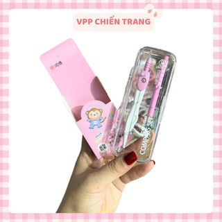 Bộ Compa Kèm Eke Thước Đo Độ, Thước Kẻ Bút Chì Chính Hãng Cho Bé Trai, Bé Gái