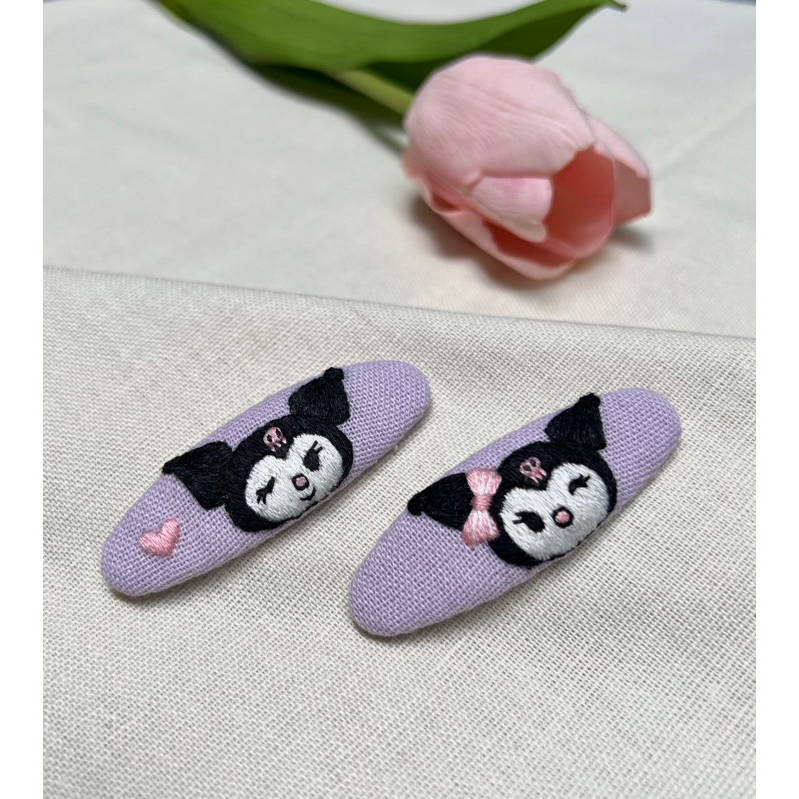 Set kẹp tóc thêu ( Kuromi ) ( 2 cái /1 set )