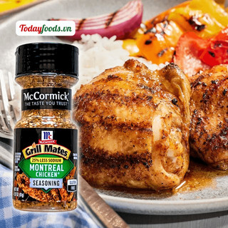 Gia vị ướp gà nướng giảm muối 25% montreal chicken mccormick grill mates 81g