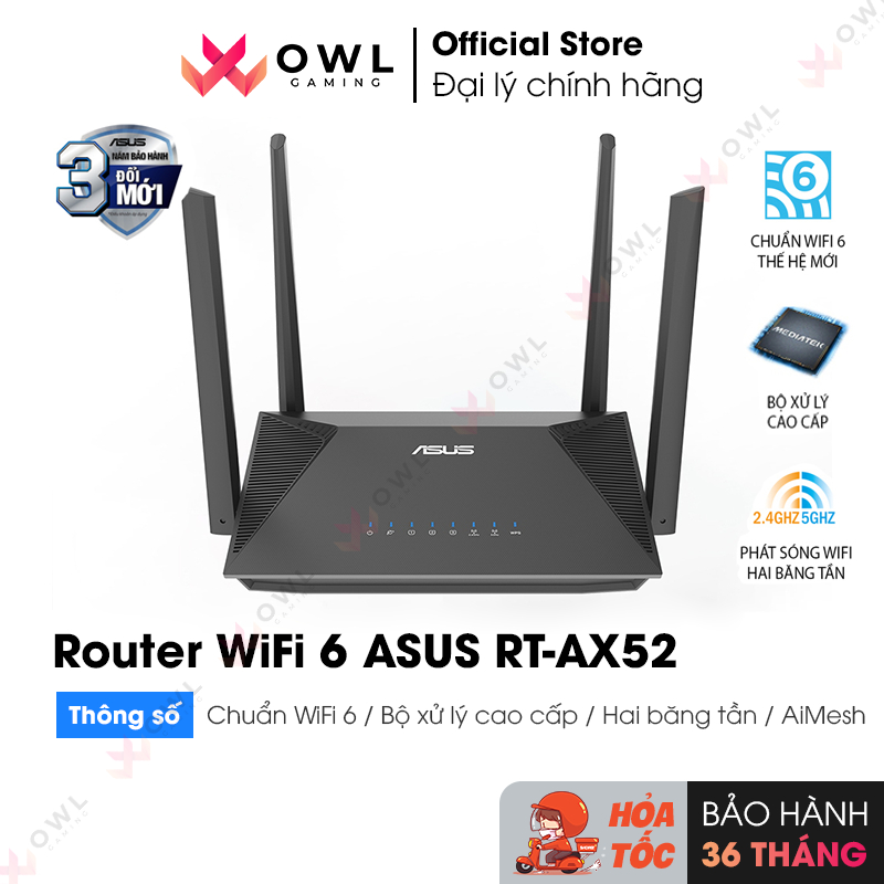 Router WiFi 6 ASUS RT-AX52 (Hàng chính hãng)