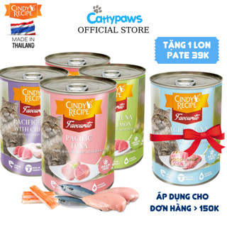 [Hết CT tặng] Pate Cho Mèo Cindy Recipe 8 Vị Thơm Ngon Lon Lớn 400g Giúp Tiêu Búi Lông| Cattypaws