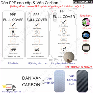 Dán PPF & Vân Carbon Vsmart Star 3 cho màn hình,mặt lưng, full viền loại trong, nhám chuẩn xịn