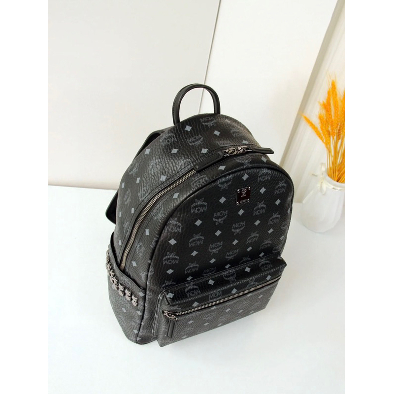 ⚡️Hight Quality⚡️Balo <M.c.M_Balo M.C.M_Da đen chữ nổi .Bản cao cấp 1