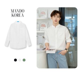 Áo Sơ Mi Cổ Tàu Nam MANDO Form Rộng Vải Đũi Dài Tay Kiểu Dáng Basic Thời Trang Hàn Quốc ACT01-SHT014
