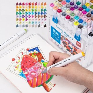   GIÁ RẺ  Bút Lông Màu Marker 2 Đầu 80 60 48 36 24 12 Màu Deli 70816 - Hộp Nhựa Tô Màu Vẽ Tranh Chuyên Nghiệp 