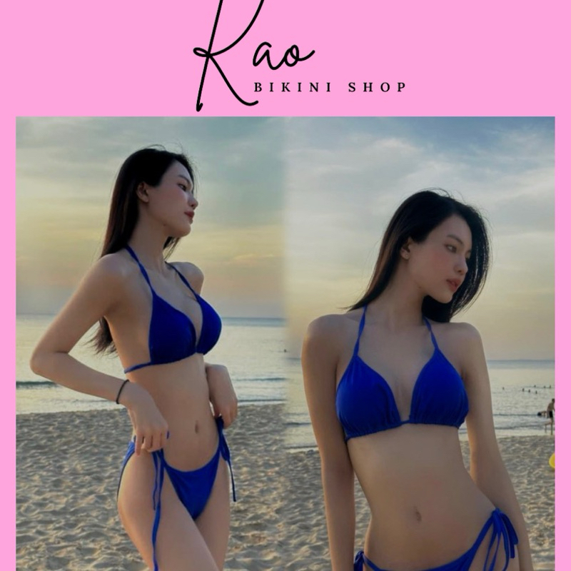 Sẵn Kèm Hình Thật Set Bikini Tam Giác Quần Dây Cột Tuỳ Chỉnh Nhiều Màu