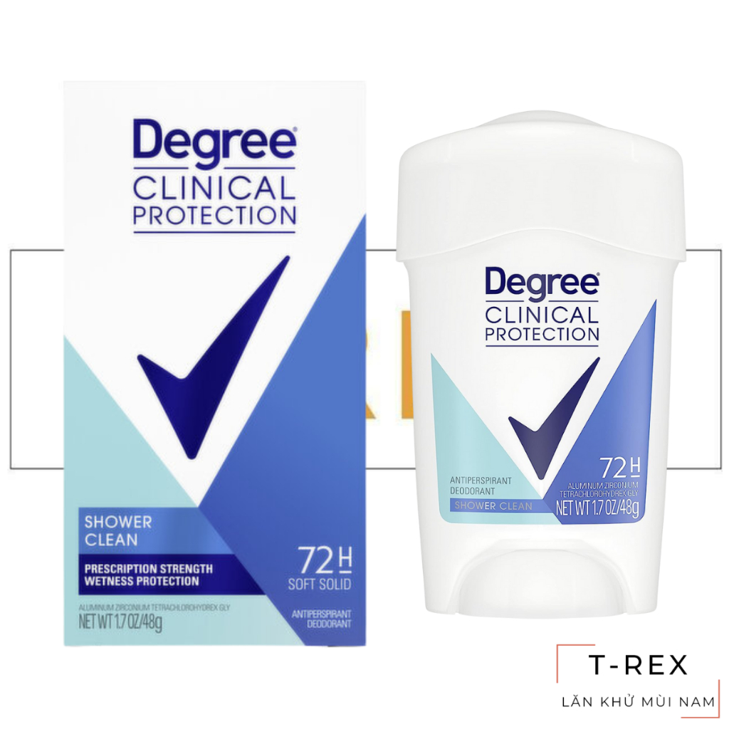 Lăn Khử Mùi Chuyên Mồ Hôi Degree Clinical Protection Shower Clean Antiperspirant & Deodorant 48Gr (S