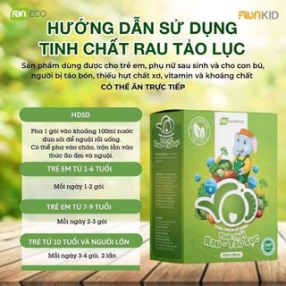 tinh chất rau lục tảo faneco giúp trẻ cải thiện hệ tiêu hóa.giảm táo bón( hộp 30 gói)