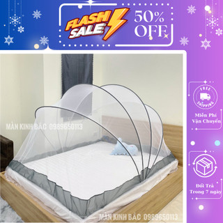 Màn bán nguyệt xếp gọn Kinh bắc Màu Ghi Sang Trọng - ảnh thật ( có chun cố định )