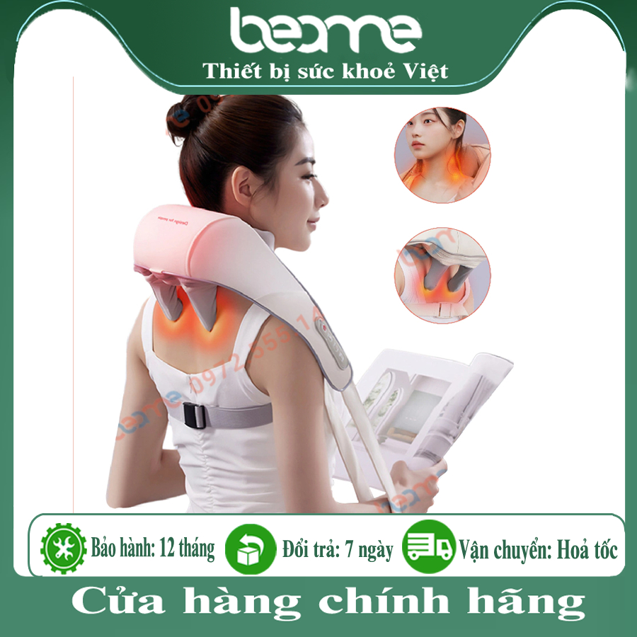 Máy Massage Cổ Vai Gáy, Máy Mát Xa  Xoa Bóp Chườm Nóng Thư Giãn Giảm Đau Mỏi Cổ Vai Gáy
