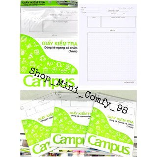 Giấy Kiểm Tra Dòng Kẻ Ngang Có Chấm Campus Túi Xanh Chuối (25 tờ/1tui)