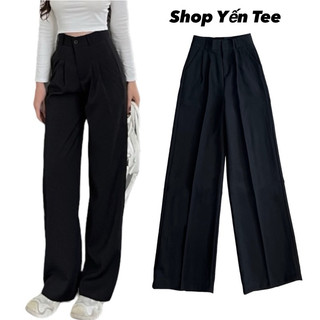 ( Dài 100cm ) Quần vải ống xuông 1 cúc,cạp cao thiết kế xếp ly , quần tây đi học , quần vải nữ chất dầy đẹp