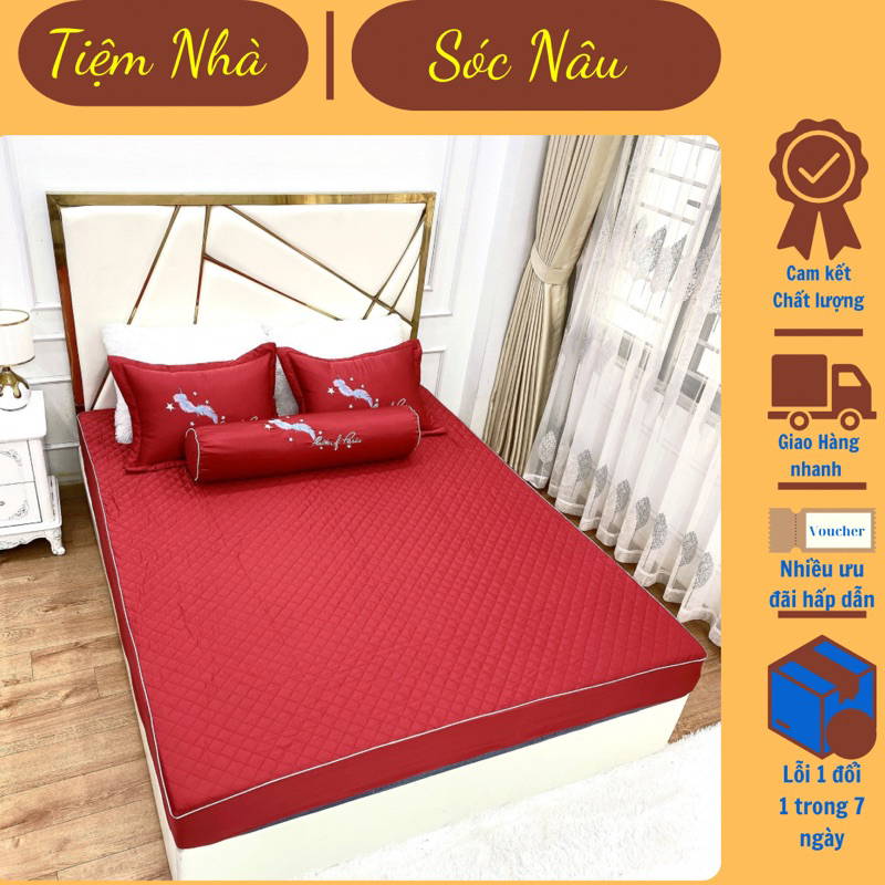 Lụa || Set Ga Gối Phi Lụa Thêu Lông Vũ Ga + 2 Vỏ Gối Đầu Trần Bông  Cao Cấp