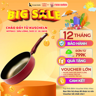 Chảo xào, chảo sâu lòng chống dính đáy từ Kuscheln KFP063A - Chống dính Đức, lòng sâu, thành cao