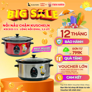 Nồi nấu chậm, nồi kho cá, nồi hầm kuscheln ksc023-3.5l - 3,5l, lòng sứ ovan, tự ngắt chống cạn nước.