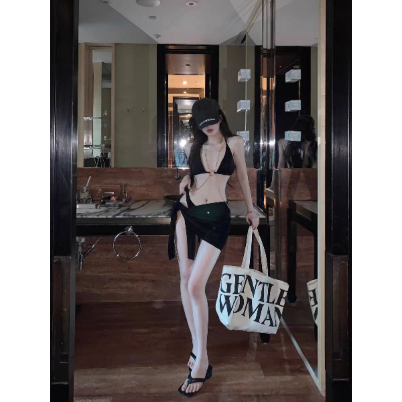đồ bơi bikini 3 mảnh sexy có kèm dây xích quyến rũ đồ tắm biển | BigBuy360 - bigbuy360.vn