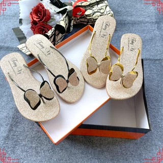  Dép Kẹp Nữ ESTY,Dép Xỏ Ngón Phối Nơ Dây Mảnh Đính Kim Tuyến 2 Màu Dễ Thương 