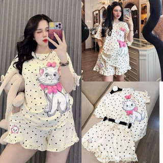 Set bộ đùi cotton nữ , set bộ cotton đùi chấm bi