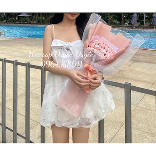 Hoa Bó Valentine tone Hồng phối lưới