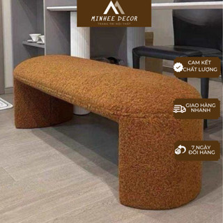 Ghế chờ ghế băng dài vải lông cừu mềm mại decor phòng khách phong cách Hàn Quốc MinheeDecor MH01 