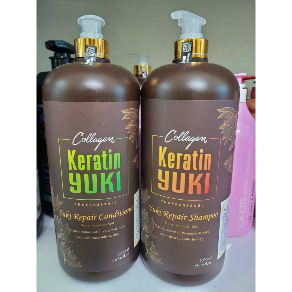 Dầu Gội Xả Phục Hồi Hư Tổn Collagen Keratin YUKI Chai 800ML - 2000ML
