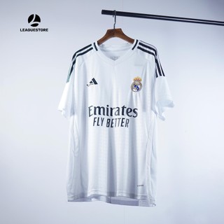 Bộ quần áo đá bóng Real madrid sân nhà 24/25 - set bộ thể thao nam ngắn tay vải Climacool màu trắng form âu Leaguestore