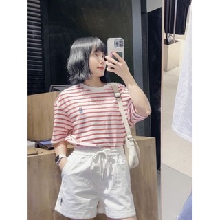Bộ đùi kẻ đỏ gấu whou quần trắng