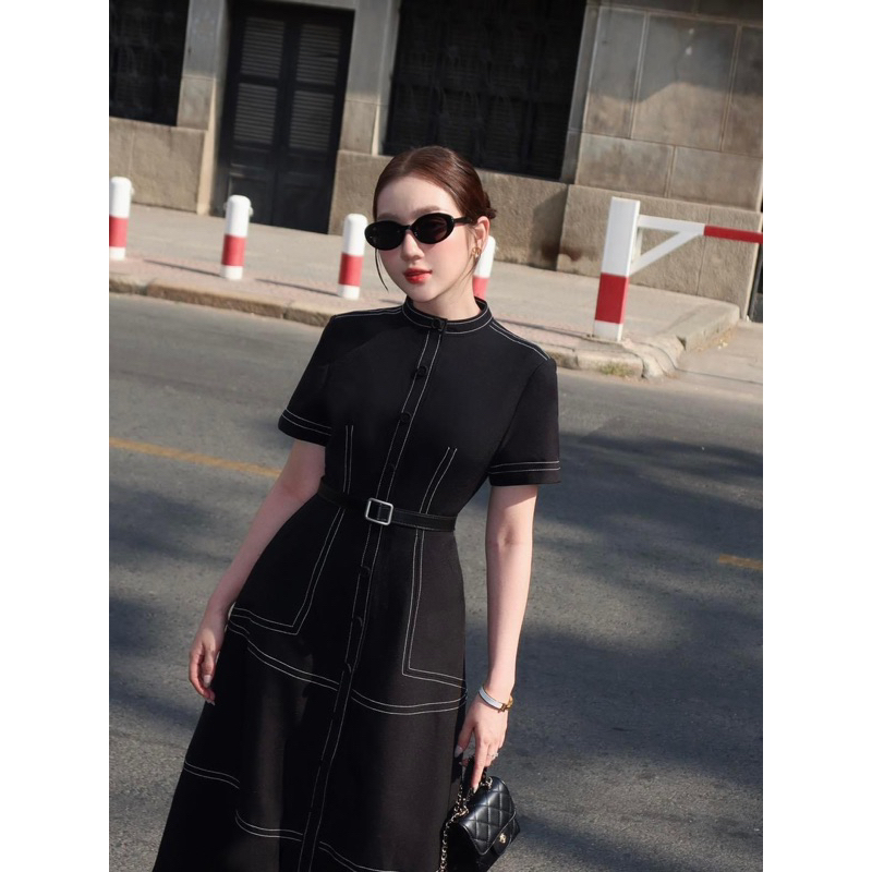 Đầm dáng A thiết kế “ Kalila “ cổ trụ sang chảnh tiểu thư by EM CHIC | BigBuy360 - bigbuy360.vn