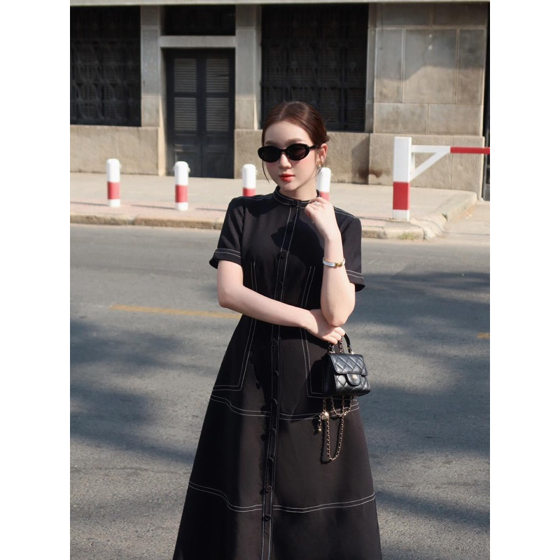 Đầm dáng A thiết kế “ Kalila “ cổ trụ sang chảnh tiểu thư by EM CHIC | BigBuy360 - bigbuy360.vn