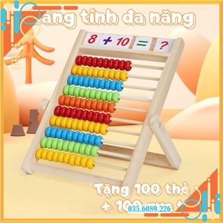 Học Liệu  Trợ Giảng Toán Học - Bàn Tính Gỗ 10 Hàng Cho Bé