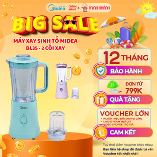 Máy xay sinh tố midea mj-bl35 - 2 cối đa năng, 350w, xay nhuyễn, khoẻ, nổi tiếng vì sự bền bỉ, đẹp